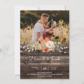 Rustic Pumpkin Fall Barn Wood Wedding QR Code Einladung (Vorderseite)