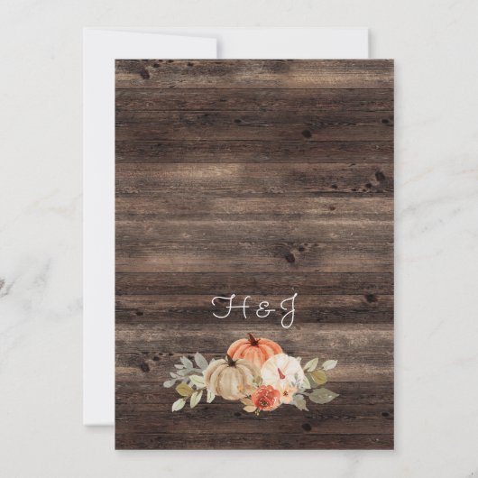 Rustic Pumpkin Fall Barn Wood Wedding Save The Date (Rückseite)