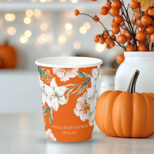 Rustic Pumpkin Fall Blumendusche Baby Baby Dusche Pappbecher