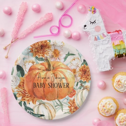 Rustic Pumpkin Fall Blumendusche Baby Baby Dusche Pappteller (Party)