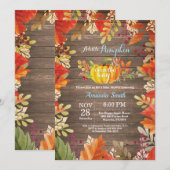 Rustic Pumpkin Fall Boy Baby Dusche Einladung (Vorne/Hinten)