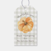 Rustic Pumpkin Fall Erntedank Danke für Sie Geschenkanhänger (Vorderseite)