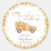 Rustic Pumpkin Fall Floral Baby Dusche Runder Aufkleber (Vorderseite)