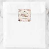 Rustic Pumpkin Fall Floral Baby Dusche Vielen Dank Quadratischer Aufkleber (Tasche)