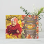 Rustic Pumpkin Fall Geburtstag Einladung (Stehend Vorderseite)