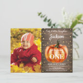 Rustic Pumpkin Fall Geburtstag Einladung Gold (Stehend Vorderseite)