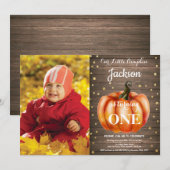 Rustic Pumpkin Fall Geburtstag Einladung Gold (Vorne/Hinten)