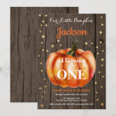 Rustic Pumpkin Fall Geburtstag Einladung Gold (Vorne/Hinten)