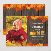 Rustic Pumpkin Fall Geburtstag Einladung Gold (Vorne/Hinten)