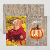 Rustic Pumpkin Fall Geburtstag Einladung Gold (Vorne/Hinten)