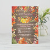 Rustic Pumpkin Fall Girl Dusche Einladung (Stehend Vorderseite)