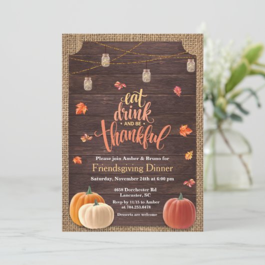 Rustic Pumpkin Fall Housewarming Einladung (Stehend Vorderseite)