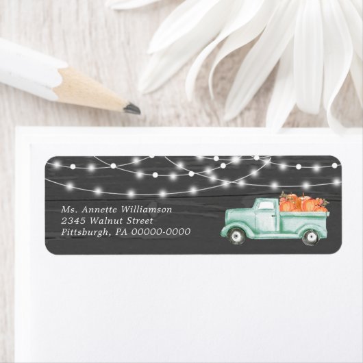 Rustic Pumpkin Fall Liebe Rückgabeadresse Label (Insitu)