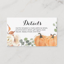 Rustic Pumpkin Floral Baby Shooting Card