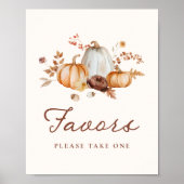 Rustic Pumpkin Floral Brautparty Favoriten Zeichen Poster (Vorne)