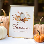 Rustic Pumpkin Floral Brautparty Favoriten Zeichen Poster