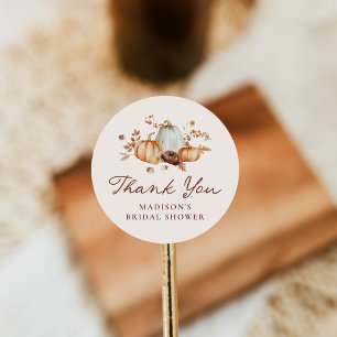 Rustic Pumpkin Floral Brautparty Vielen Dank Runder Aufkleber