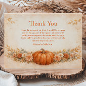 Rustic Pumpkin Floral Fall Graduation Dankeskarte