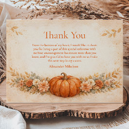 Rustic Pumpkin Floral Fall Graduation Dankeskarte