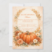 Rustic Pumpkin Floral Fall Graduation Einladung (Vorderseite)