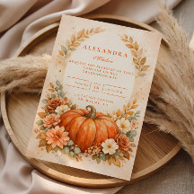 Rustic Pumpkin Floral Fall Graduation