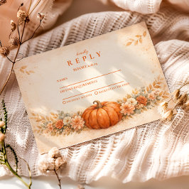Rustic Pumpkin Floral Fall Graduation RSVP Karte