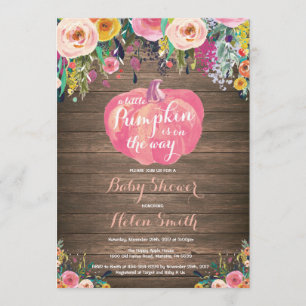 Rustic Pumpkin Floral Girl Baby Dusche Einladung