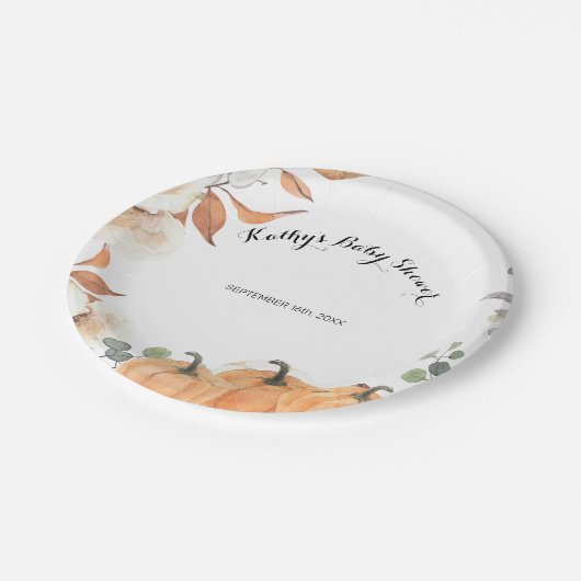 Rustic Pumpkin Floral Party Paper Teller (Schrägansicht)