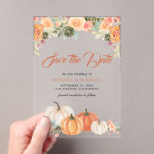 Rustic Pumpkin Floral Wedding Save the Date Acryleinladungen (Insitu (Handheld))