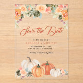 Rustic Pumpkin Floral Wedding Save the Date Acryleinladungen (Vorderseite)
