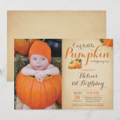 Rustic Pumpkin Geburtstag Einladung ersten Tag (Vorne/Hinten)