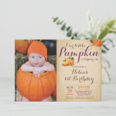 Rustic Pumpkin Geburtstag Einladung ersten Tag (Stehend Vorderseite)