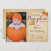 Rustic Pumpkin Geburtstag Einladung ersten Tag (Vorne/Hinten)