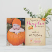 Rustic Pumpkin Geburtstag Einladung ersten Tag (Stehend Vorderseite)
