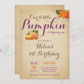 Rustic Pumpkin Geburtstag Einladung ersten Tag (Vorne/Hinten)