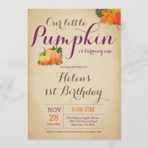 Rustic Pumpkin Geburtstag Einladung ersten Tag