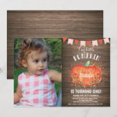 Rustic Pumpkin Geburtstag Einladung Pink (Vorne/Hinten)