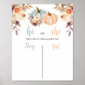 Rustic Pumpkin Gender Reveal Voting Board Poster (Vorne)