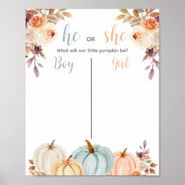 Rustic Pumpkin Gender Reveal Voting Board Poster