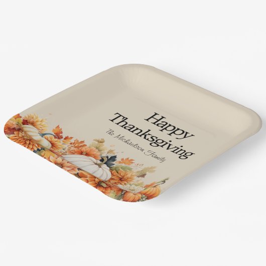 Rustic Pumpkin glücklich Thanksgiving Personalisie Pappteller (Gewinkelt)