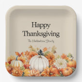 Rustic Pumpkin glücklich Thanksgiving Personalisie Pappteller (Vorderseite)