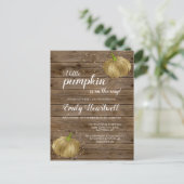 Rustic Pumpkin Gold Glitzer Confetti Babydusche Postkarte (Stehend Vorderseite)