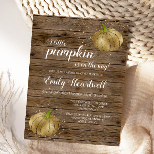 Rustic Pumpkin Gold Glitzer Confetti Babydusche Postkarte