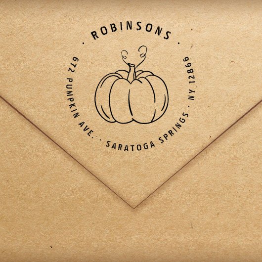 Rustic Pumpkin Halloween Fall Return Address Gummistempel