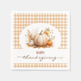 Rustic Pumpkin Happy Thanksgiving Serviette