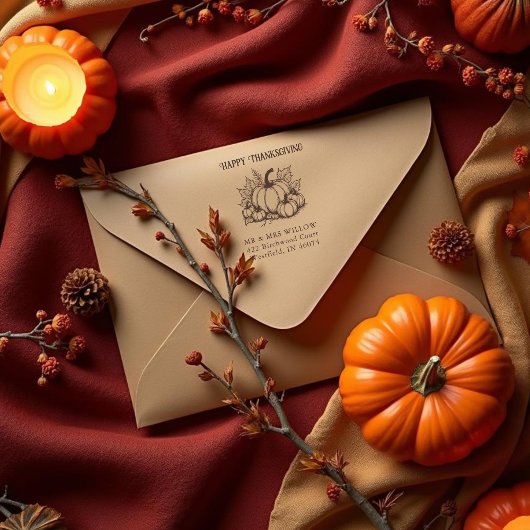 Rustic Pumpkin Harvest Arrangement Fall Gummistempel