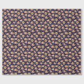 Rustic Pumpkin Harvest auf Navy Blue Geschenkpapier (Flach)