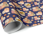 Rustic Pumpkin Harvest auf Navy Blue Geschenkpapier (Rolleneckpunkt)