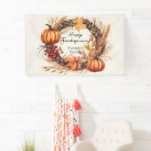 Rustic Pumpkin Harvest Wreath Fall Thanksgiving Banner (Insitu)