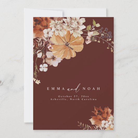 Rustic Pumpkin Hochzeit im Herbst Einladung (Rückseite)